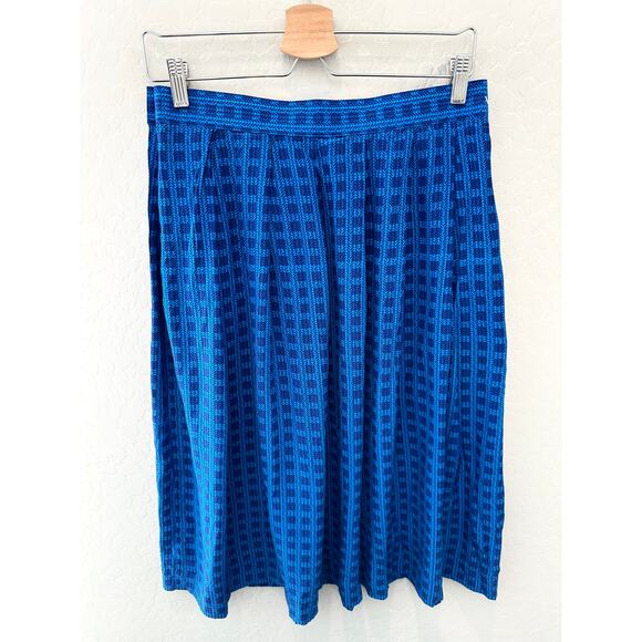 LIZ CLAIBORNE | Women’s Vintage 100% Silk Midi Skirt Blue Arrow Print | Size 12 - Picture 4 of 5